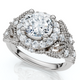 1Ct Vintage Accent Halo Diamond Engagement Ring 14k Gold or Platinum Lab Grown