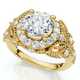 1Ct Vintage Accent Halo Diamond Engagement Ring 14k Gold or Platinum Lab Grown
