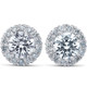 3Ct TW Round Halo Diamond Studs 14k White Gold Lab Grown 11.5mm
