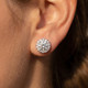 3Ct TW Round Halo Diamond Studs 14k White Gold Lab Grown 11.5mm