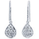 1 1/8ct Lab Grown Diamond Hoops Dangle Pear Shape 18K White Gold 1 1/4" Tall