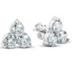 1ct Lab Grown Diamond 3 Stone Studs Womens Earrings 14K White Gold