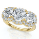 Certified 3 3/4Ct Three Stone Diamond Engagement Ring 14k Gold Lab Grown