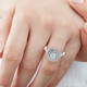 1 Ct Diamond EX3 Lab Grown Double Halo Engagement Ring 10k White Gold