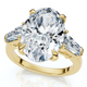 Certified 4 1/3Ct Oval & Baguette Diamond Engagement Ring 14k Gold/Pt Lab Grown