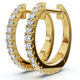 Small Diamond Hoop Earrings 14k White or Yellow Gold Lab Grown 1/2" Tall