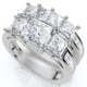 3 1/2Ct Princess Cut Diamond Engagement Ring Set 14k Gold or Platinum Lab Grown
