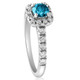 1Ct Blue Diamond Cushion Halo Engagement Ring in 14k White Gold