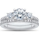 1 1/4 Ct 3-Stone Lab Created Diamond Engagement Ring Wedding Band 14k White Gold