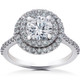 2 1/8 ct Double Halo Diamond Eco Friendly Lab Grown Engagement Ring 14k Gold