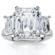Cert. 5Ct Emerald Cut Diamond Engagement Ring 3-Stone 14k Gold or Pt Lab Grown
