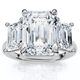 Cert. 5Ct Emerald Cut Diamond Engagement Ring 3-Stone 14k Gold or Pt Lab Grown