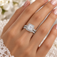 2 5/8ct Princess Cut Halo Diamond Engagement Wedding Ring Set Lab Grown 14k Gold