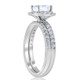 2 5/8ct Princess Cut Halo Diamond Engagement Wedding Ring Set Lab Grown 14k Gold