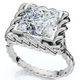 Certified 3Ct Princess Cut Diamond Rope Engagement Ring 14k Gold or Pt Lab Grown