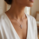 2Ct TW Diamond Cross Women's Necklace 14k Gold Lab Grown 1" Tall