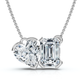 2Ct Toi Et Moi Heart Emerald Diamond Pendant 14k Gold 18" Necklace Lab Grown