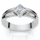 Men's 3/8Ct Princess Cut Diamond Bezel Polished Wedding Ring 14k Gold Lab Grown