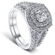 2 Ct TW Diamond Engagement Cushion Halo Engagement Ring Set White Gold Lab Grown