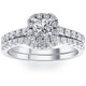 3/4Ct Cushion Halo Diamond Engagement Wedding Ring Set White Gold Lab Grown 3/4Ct Cushion Halo Diamond Engagement Wedding Ring Set White Gold Lab Grown