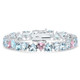 34.43Ct Heart Shape Pink & Blue Topaz Tennis Bracelet 14k White Gold 23.51grams