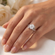 2 1/5 Ct Oval Moissanite & Lab Grown Diamond Engagement Ring 14k White Gold