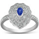 3/4 Ct Pear Shape Blue Sapphire & Diamond Halo Vintage Fashion Ring