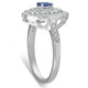 3/4 Ct Pear Shape Blue Sapphire & Diamond Halo Vintage Fashion Ring White Gold