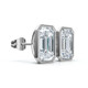 2Ct TW Emerald Cut Bezel Diamond Studs 14k Gold Lab Grown Earrings