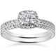 1 ct Cushion Halo Lab Created Diamond Engagement Ring Set