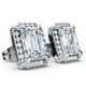 2 1/5 Ct TW Emerald Cut Bezel Diamond Studs 14k Gold Lab Grown Earrings