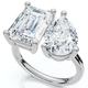 4.60Ct Pear & Emerald Toi et Moi Diamond Ring 14k Gold Lab Grown