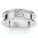 Men's Bezel Set Diamond Solitaire Wedding Ring 14k Gold Lab Grown