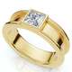 Men's Bezel Set Diamond Solitaire Wedding Ring 14k Gold Lab Grown