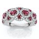 1Ct Wavy Ruby & Diamond Ring 14k Gold Lab Grown
