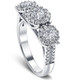 1 1/2 Ct Diamond Three Stone Halo Pave Engagement Ring White Gold Lab Grown