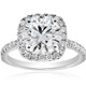 Certified 3 1/2Ct Cushion Halo Diamond Engagement Ring 14k Gold or Pt Lab Grown