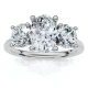 2Ct TWW Oval Lab Grown 3-Stone Diamond Engagement Ring in White or Yellow Gold