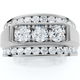 Men's 2Ct Diamond Three Stone With Accents Wedding Ring 14k Gold Lab Grown