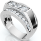 Men's 2Ct Diamond Three Stone With Accents Wedding Ring 14k Gold Lab Grown