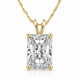 1 - 5Ct Radiant Cut Solitaire Diamond Pendant 14k Gold Lab Grown Necklace 18"