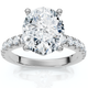 2.74 CTW Oval Lab And Round Diamond Engagement Ring Pave Band 14K Gold