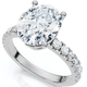2.74 CTW Oval Lab And Round Diamond Engagement Ring Pave Band 14K Gold