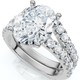 3.85 CTW Oval Lab And Round Diamond Engagement Ring Set Pave Band 14K Gold