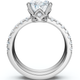 3.85 CTW Oval Lab And Round Diamond Engagement Ring Set Pave Band 14K Gold