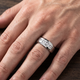 Men's 5/8Ct Diamond 8MM Comfort Fit Matte Wedding Ring Titanium Beveled Band