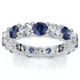 3Ct Blue Sapphire & Diamond Eternity Ring 14k Gold Lab Grown