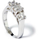 1 3/8ct Three Stone Lab Grown Diamond Engagement Ring 14K White Gold