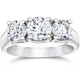 1 3/8ct Three Stone Lab Grown Diamond Engagement Ring 14K White Gold