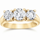 2ct Three Stone Diamond Engagement 14K Yellow Gold Ring